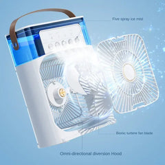 Portable Humidifier Fan Air Conditioner USB Mist Fan Rechargeable With LED Light
